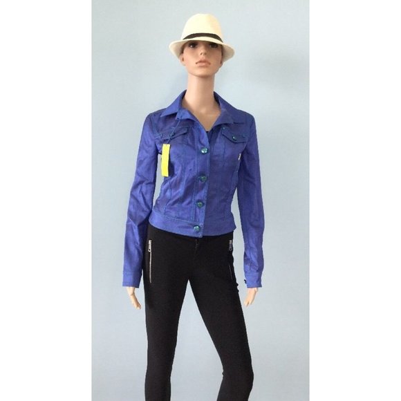 NWT Authentic Versace Blue Jean Jacket Crop Contrast Stitching IT 40 US 4 S - Picture 5 of 11